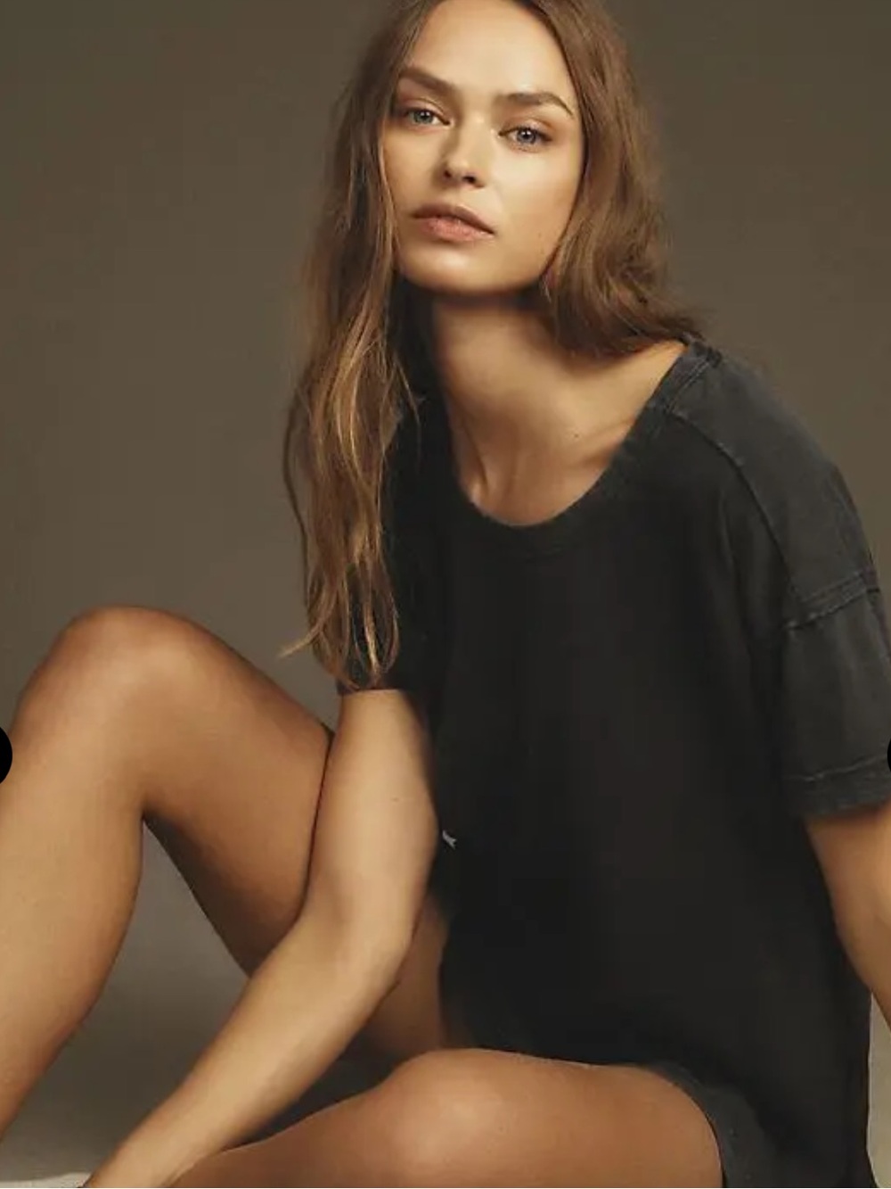 Pilcro Washed Black Jordyn Cotton Crewneck Tee